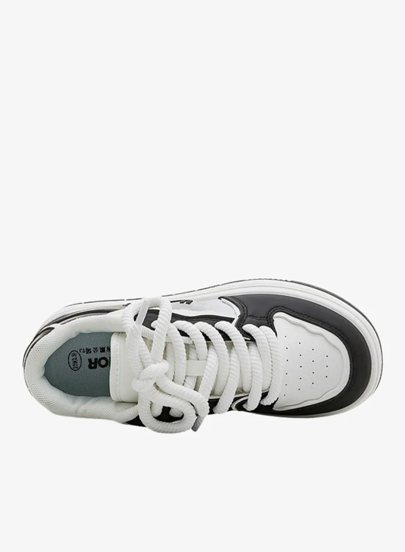 بابيا حذاء سنيكرز بأربطة ونمط كتل ألوان للنساء